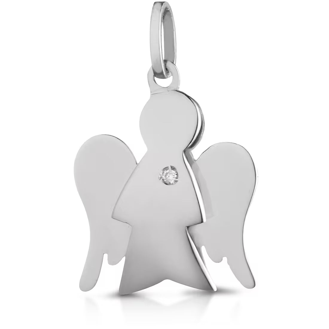 Ciondolo Donna Roberto Giannotti Oro Bianco 9 KT Diamante Angelo Liscio NKT195B