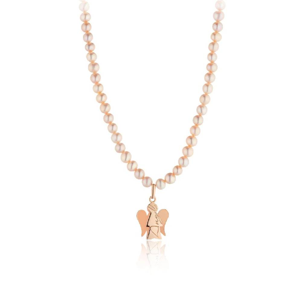 Collana Donna Oro 9 KT con Perle ed angelo pendente Roberto Giannotti NKT182R