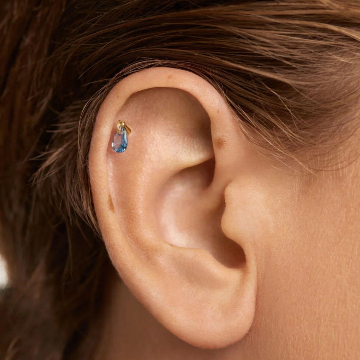 Orecchini mono Donna PDPaola Argento Dorato 925 Con Zircone Azzurro  PG01-202-U