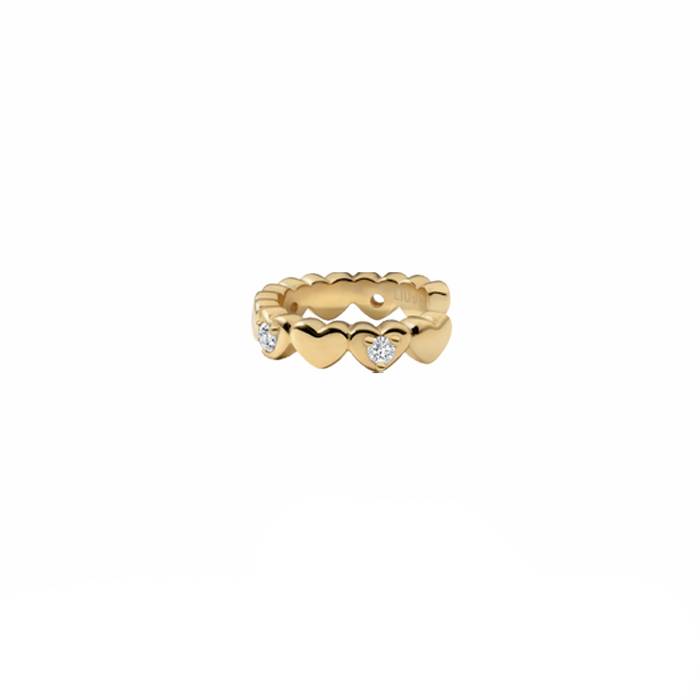 Orecchino Ear Cuff Donna Liu Jo Argento 925 Dorato Cuori Zirconi Bianchi ALJ320
