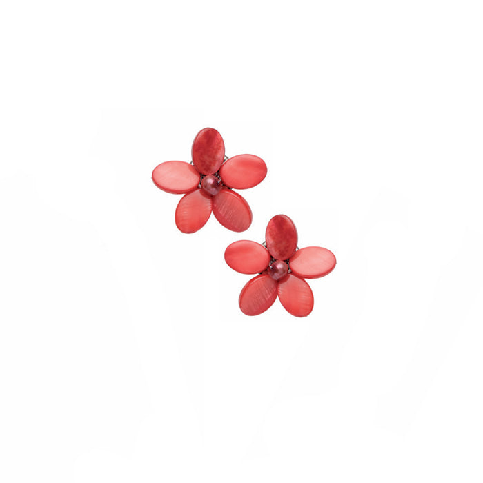 Orecchini Donna Ottaviani Madreperla Perline Clip Fiore Rosso 501385O