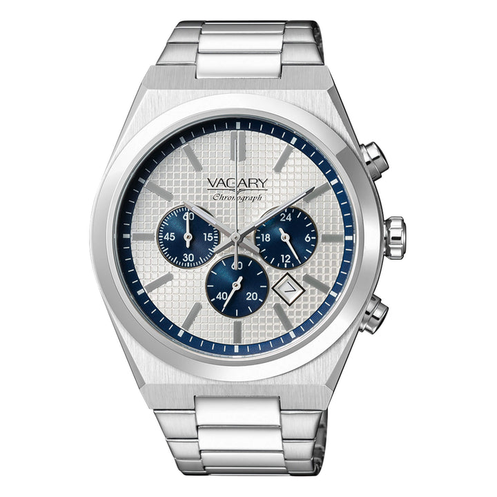 Orologio Uomo Vagary Acciaio Cronografo Quarzo Data Bianco Blu IV4-918-11