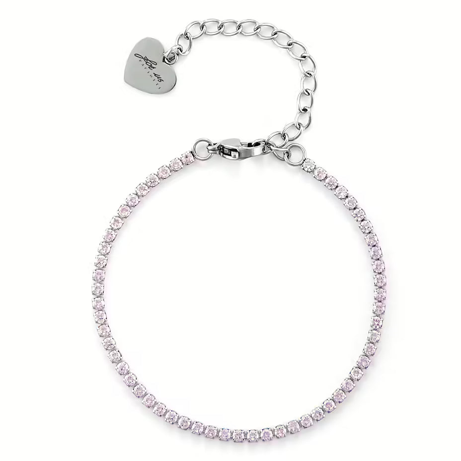 Bracciale Tennis Donna 4US Cesare Paciotti Acciaio Zirconi Rosa 4UBR6319W