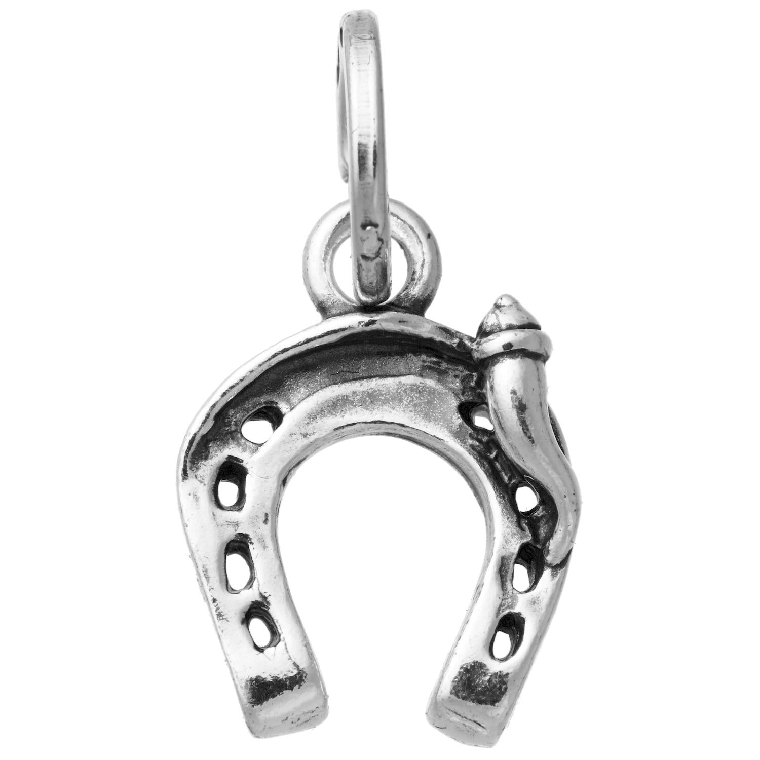 Charm Unisex Giovanni Raspini Argento 925 Ferro Di Cavallo Corno Fatto A Mano 11083