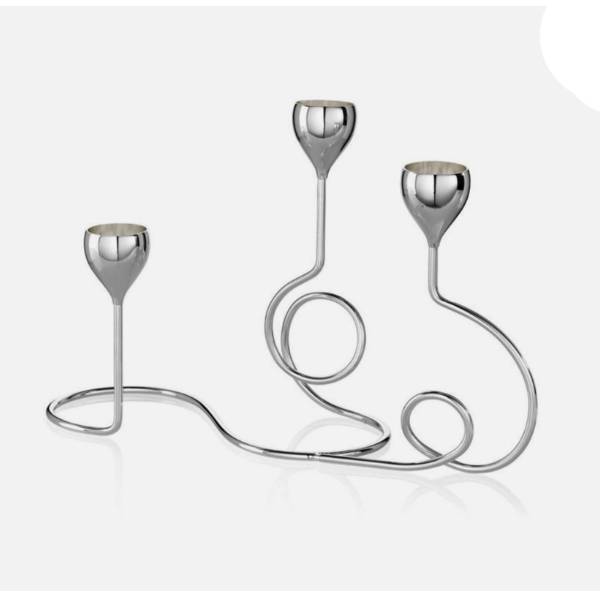 Candeliere Ottaviani Acciaio Lucido Intreccio Tre Fiamme 77271