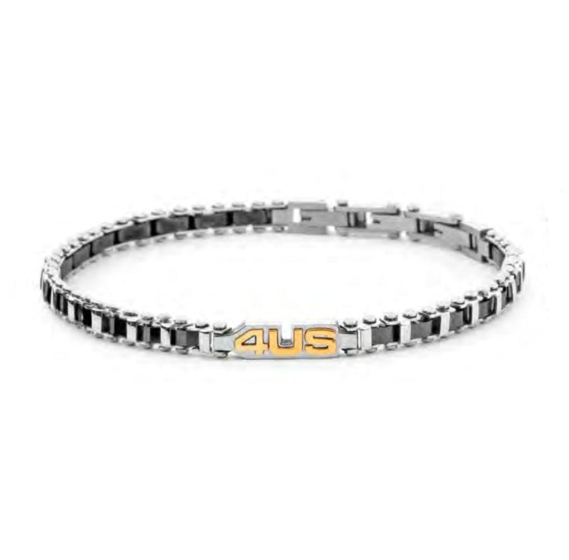 Bracciale Uomo 4US Cesare Paciotti Maglia Acciaio e Ceramica Nera 4UBR8008