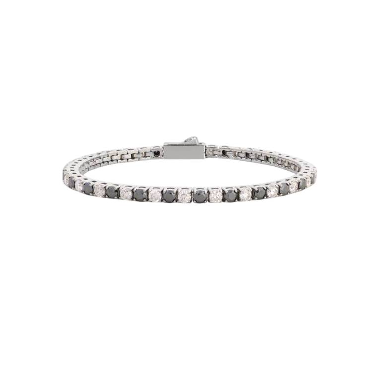 Bracciale Uomo John Richmond Tennis Titanio Brillanti Bianchi Neri Silver IP JRTM03WB