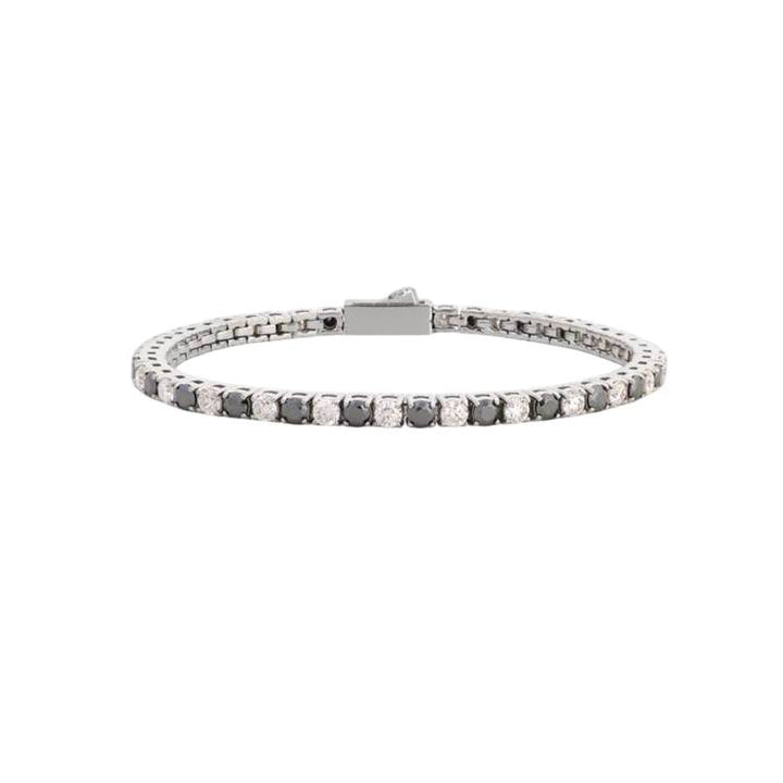Bracciale Uomo John Richmond Tennis Titanio Brillanti Bianchi Neri Silver IP JRTM03WB