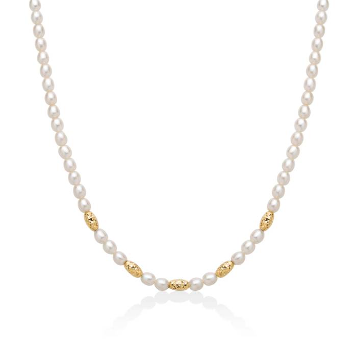 Collana Donna Miluna Perle Pepite Argento Diamantato Dorato PCL6648G