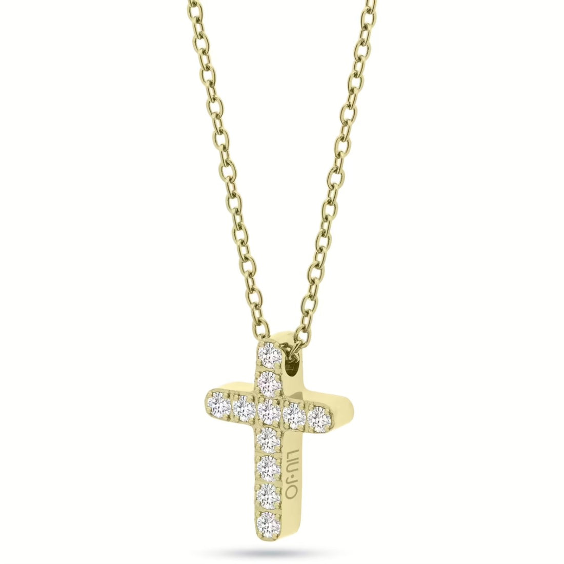 Collana Donna Liu Jo Acciaio Dorato Lucido Croce Zirconi Bianchi LJ2708