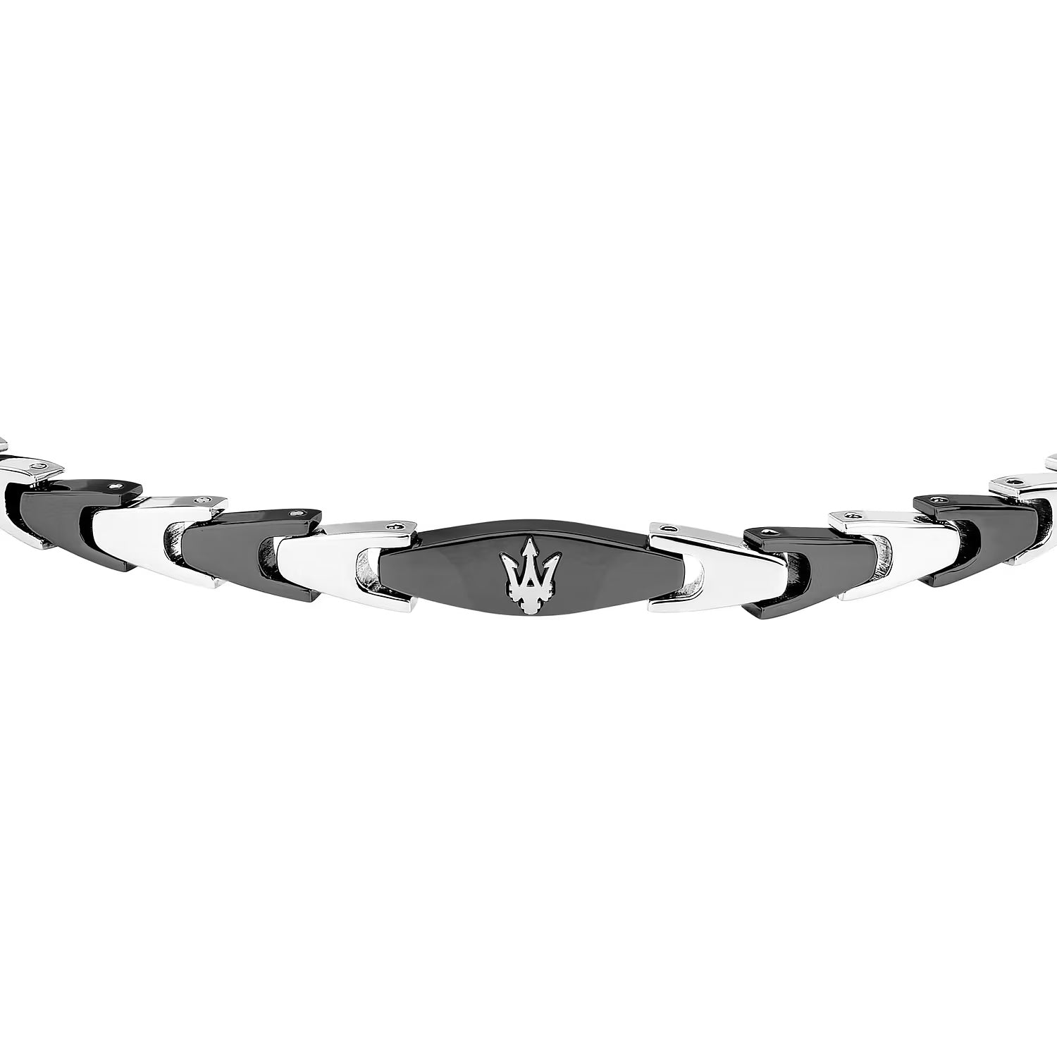 Bracciale Uomo Maserati Acciaio e PVD nero con Targhetta Centrale con logo JM225AVD83
