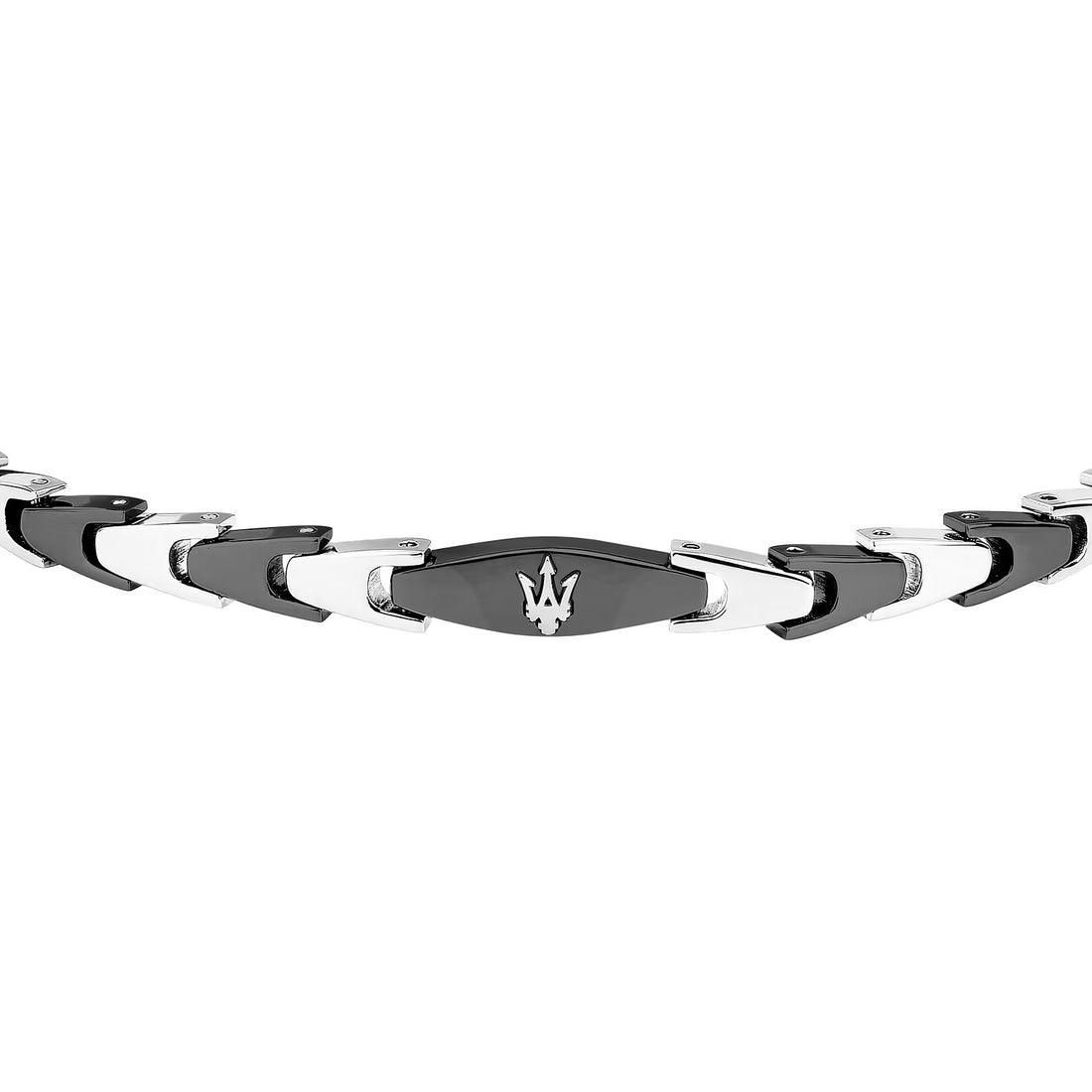 Bracciale Uomo Maserati Acciaio e PVD nero con Targhetta Centrale con logo JM225AVD83