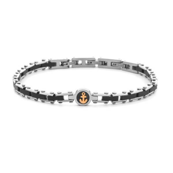 Bracciale Uomo Acciaio 4US Cesare Paciotti Pvd Nero Rosè Ancora 4UBR8610