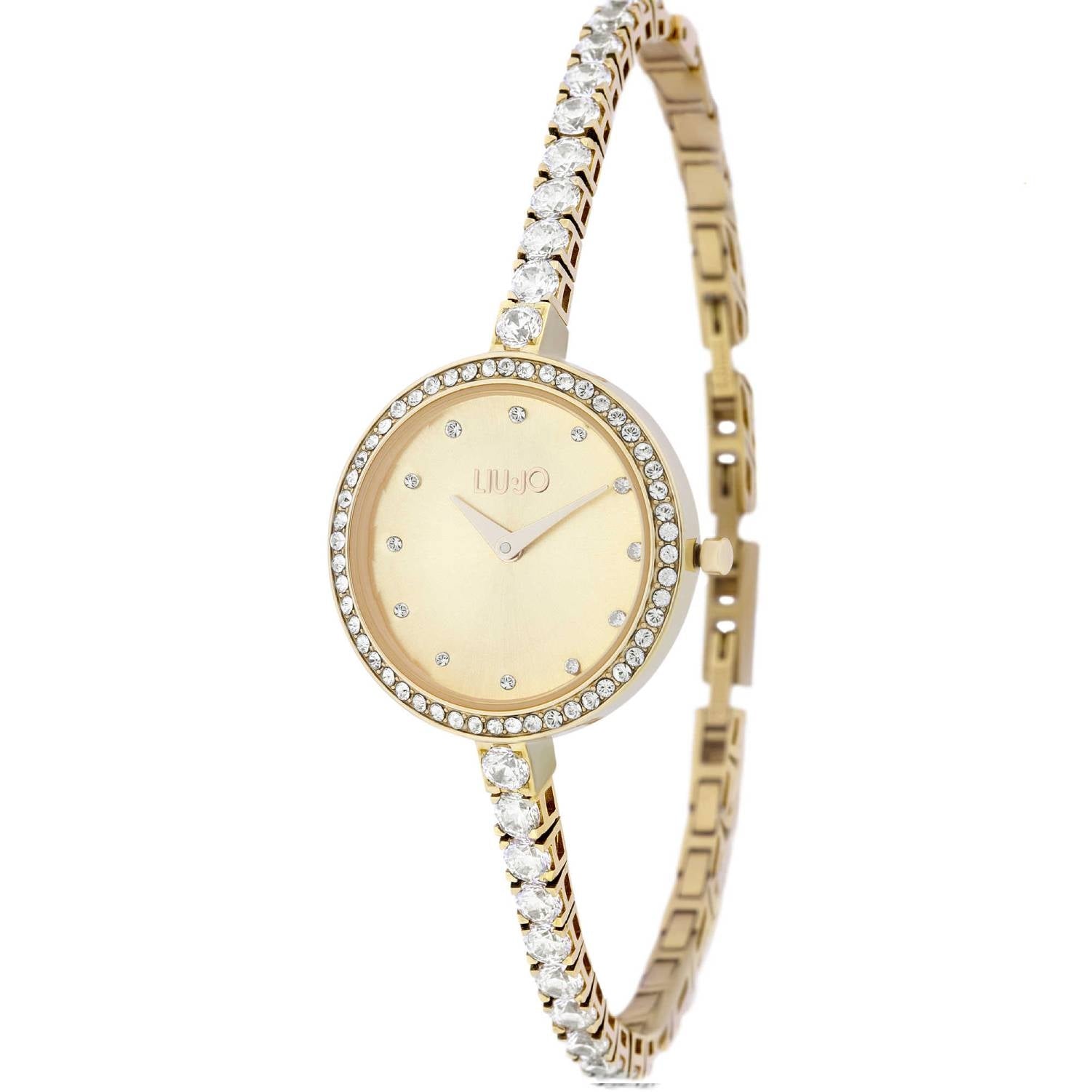 Orologio Donna Acciaio Liu Jo Zirconi Tennis Dorato Quarzo Solo Tempo TLJ1872