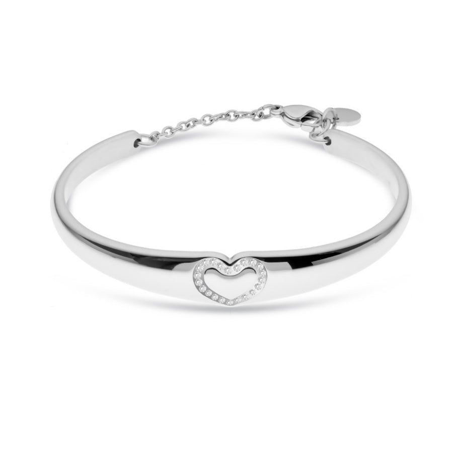 Bracciale Donna Liu Jo Acciaio Rigido Cuore Zirconi Bianchi LJ2456