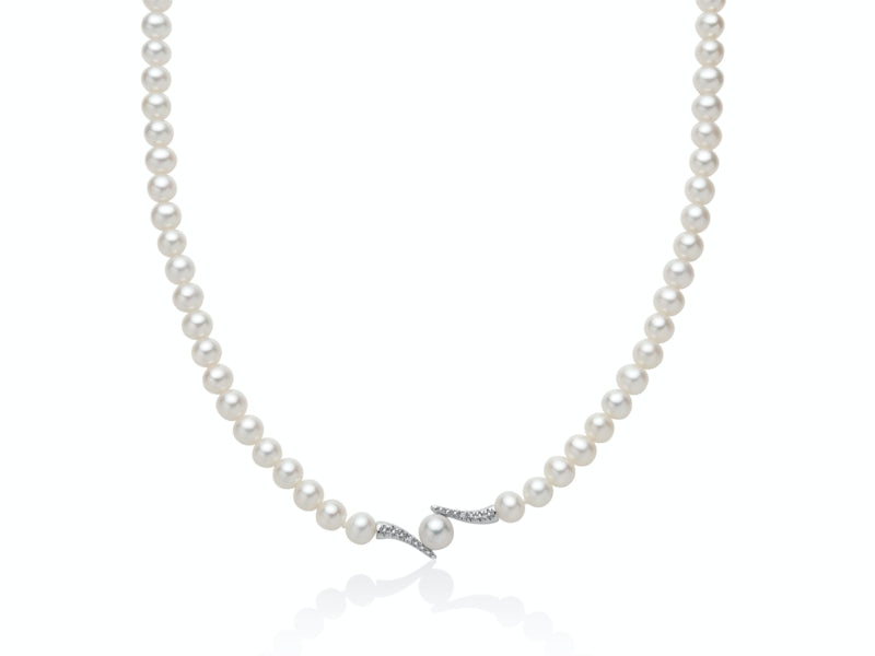 Collana Girocollo Perle Miluna Chiusura In Oro Bianco 750 Diamanti PCL6278