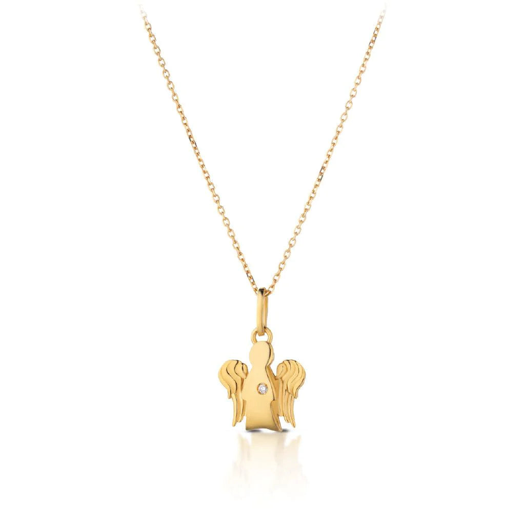 Collana Donna Oro Giallo 9 KT Angelo Lucido Diamante Bianco NKT264