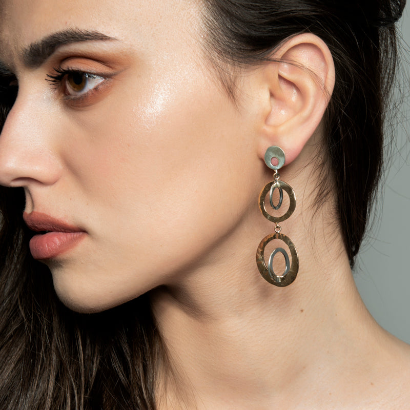 Orecchini Donna Nemoris Argento 925 Bronzo Rosè Cerchi Hypno Pendenti HOS03