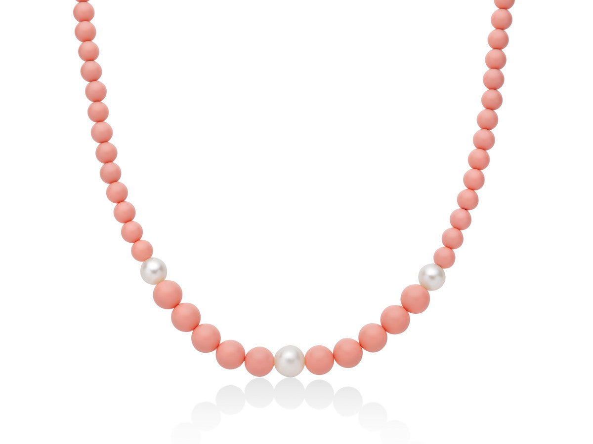 Collana Donna Miluna Girocollo In Pasta Di Corallo Rosa A Scalare E Perle PCL6693
