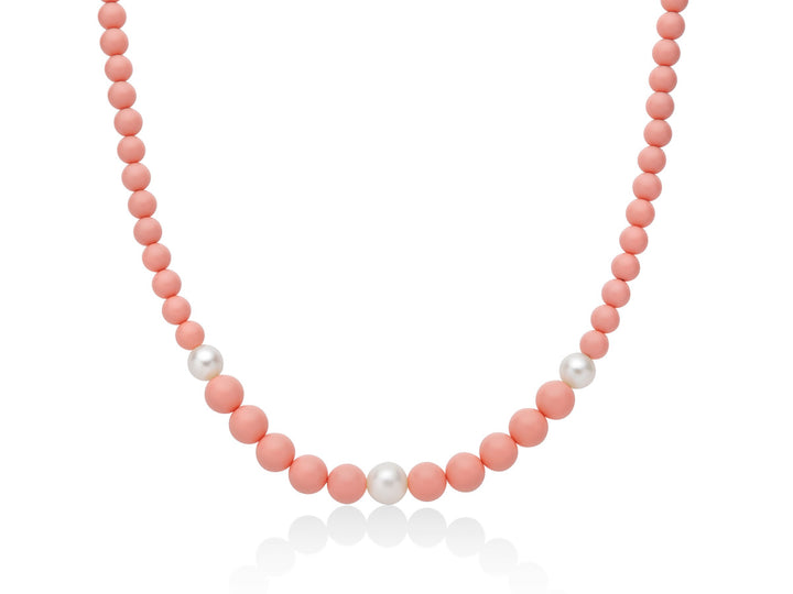 Collana Donna Miluna Girocollo In Pasta Di Corallo Rosa A Scalare E Perle PCL6693