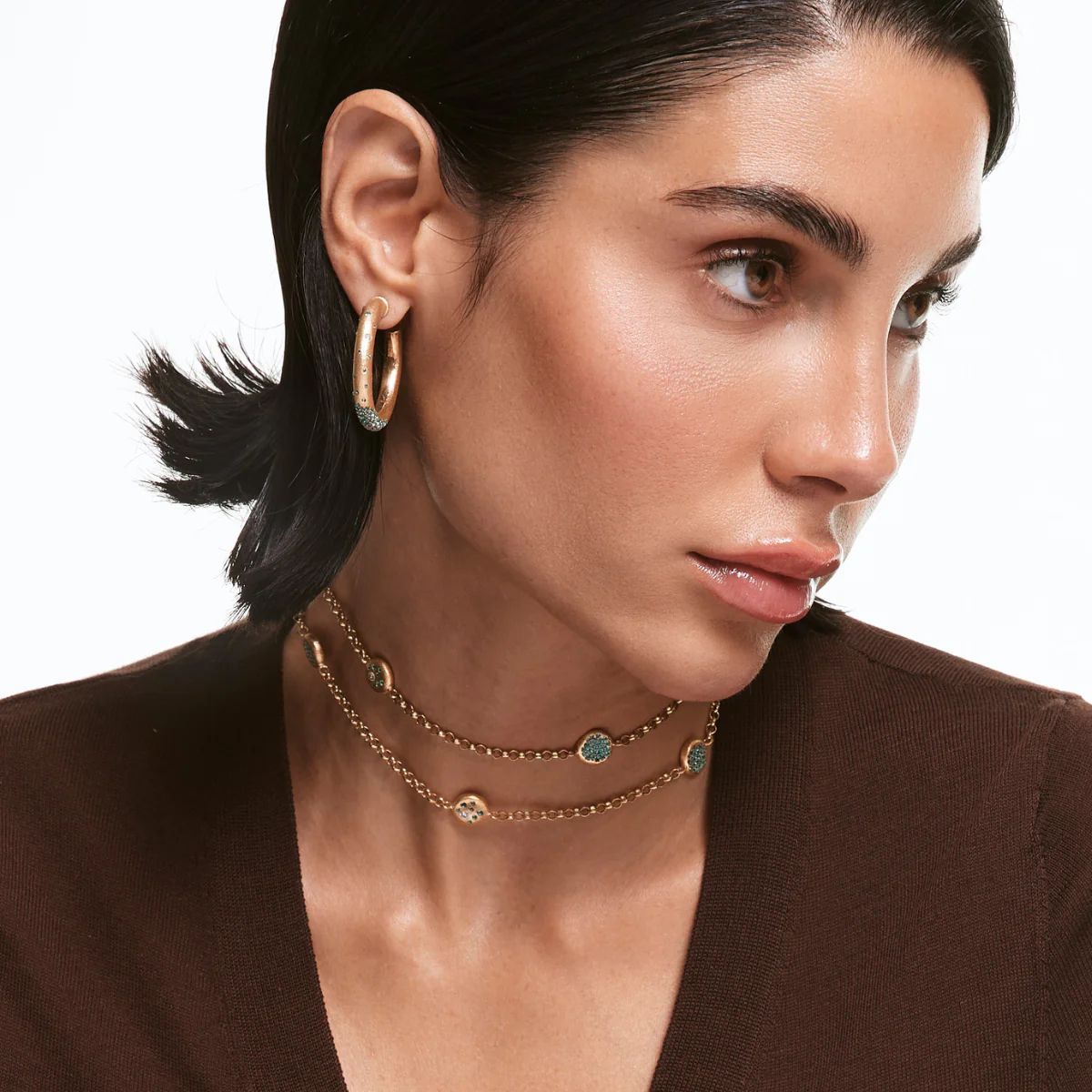 Collana Donna Sogni Argento 925 Dorati Satinato Zirconi Verdi CL112GP