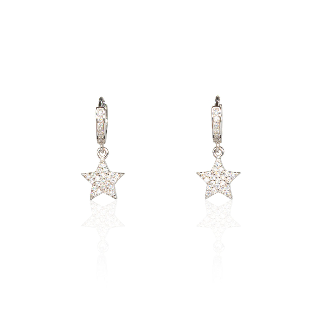 Orecchini Donna Re Mida Argento 925 Stelle Con Zirconi Bianchi O028