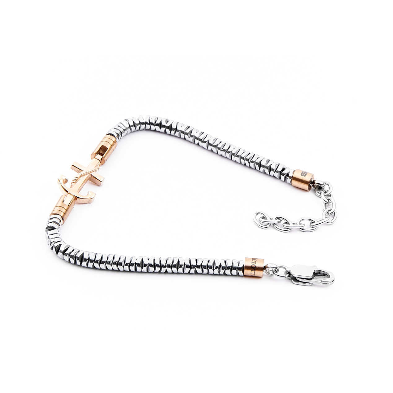 Bracciale Uomo 4US Cesare Paciotti Acciaio Bianco e Ancora rosè  4UBR4115