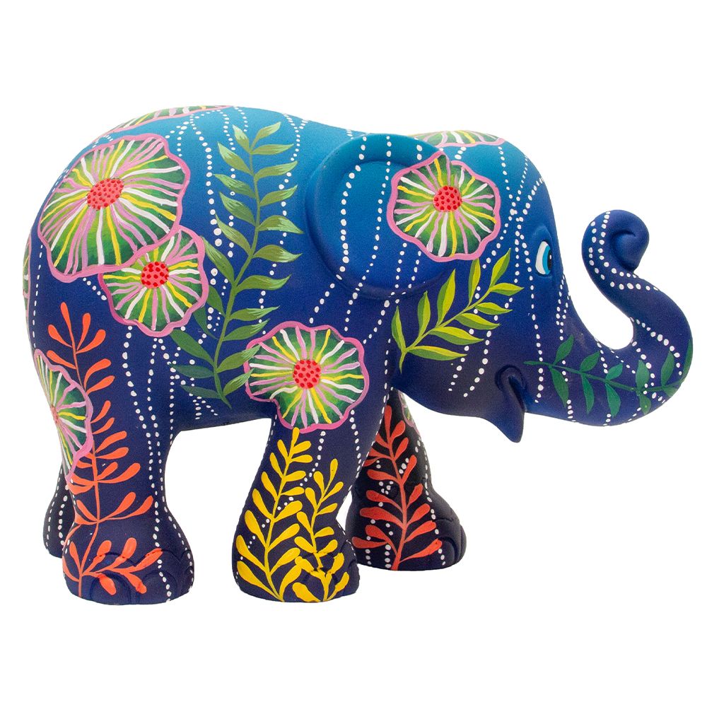 Scultura Elefante Onlylux Water Flowers 15 cm Resina Dipinto A Mano 8858831261471