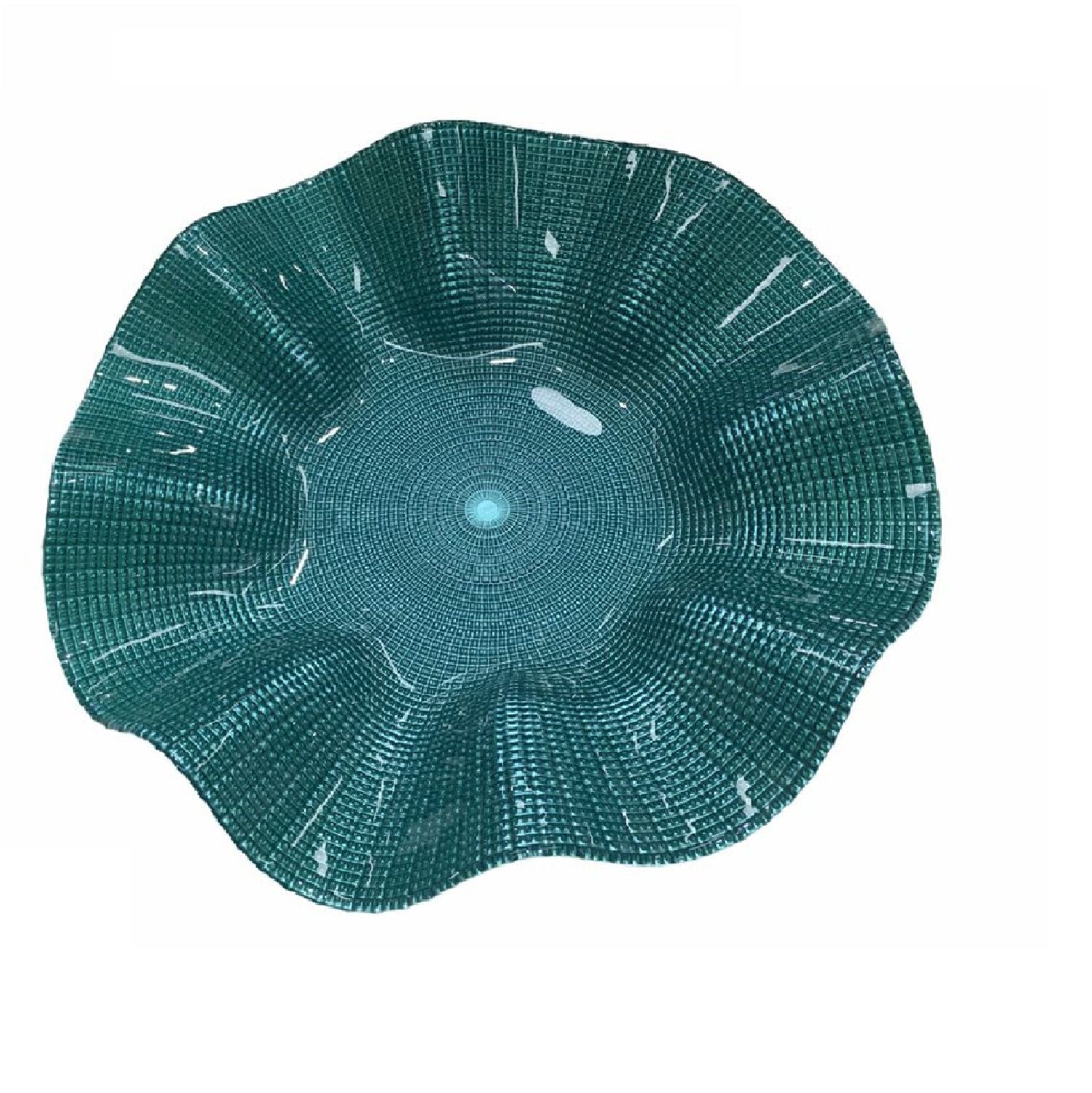 Centrotavola cristallo Onlylux Mosaico acqua marina cm 34 OL02504