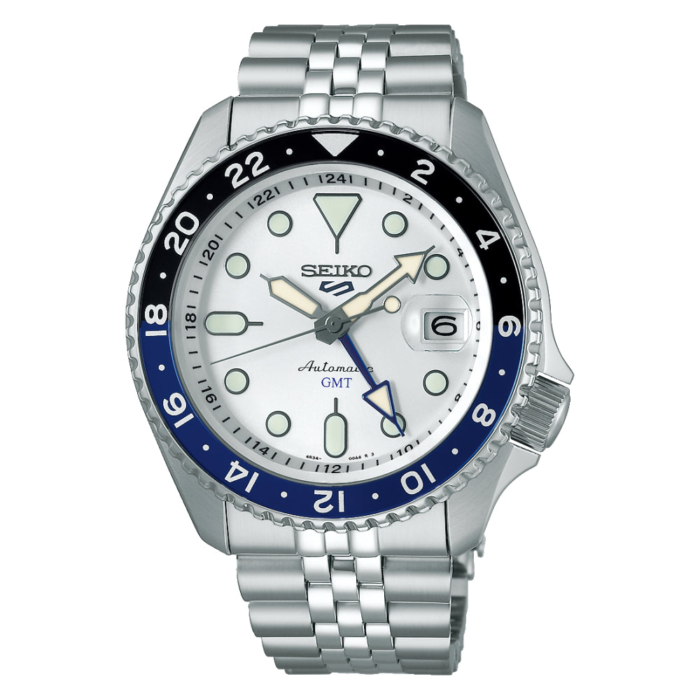 Orologio Uomo Seiko 5 GMT Sport Jubilè Automatico Nero Argentè Blu SSK033K1