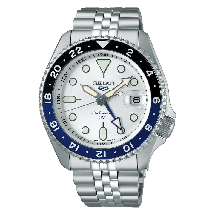 Orologio Uomo Seiko 5 GMT Sport Jubilè Automatico Nero Argentè Blu SSK033K1