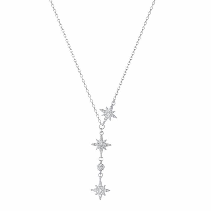 Collana Donna Liu Jo Argento 925 Pendente Stelline Zirconi Bianchi ALJ255