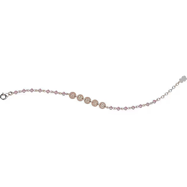 Bracciale Bambino Nanàn Argento 925 con la scritta amore  e coralli rossi NAN0310