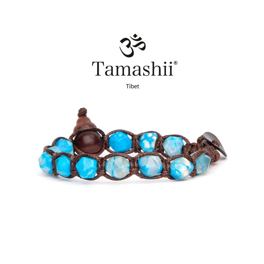 Bracciale Uomo Tamashii Pietra Biglie Cut Turchese Africano Tibetano Verde BHS911-210