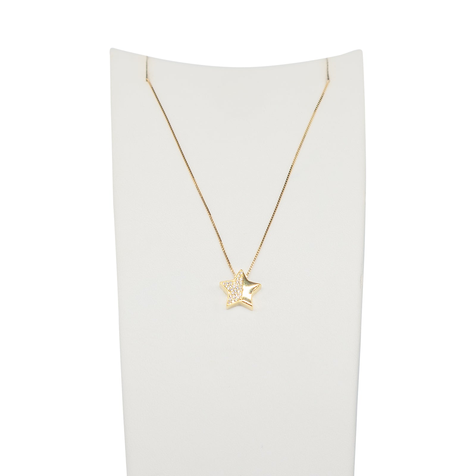 Collana Donna Re Mida Argento 925 Dorato Stella Con Zirconi Bianchi C028