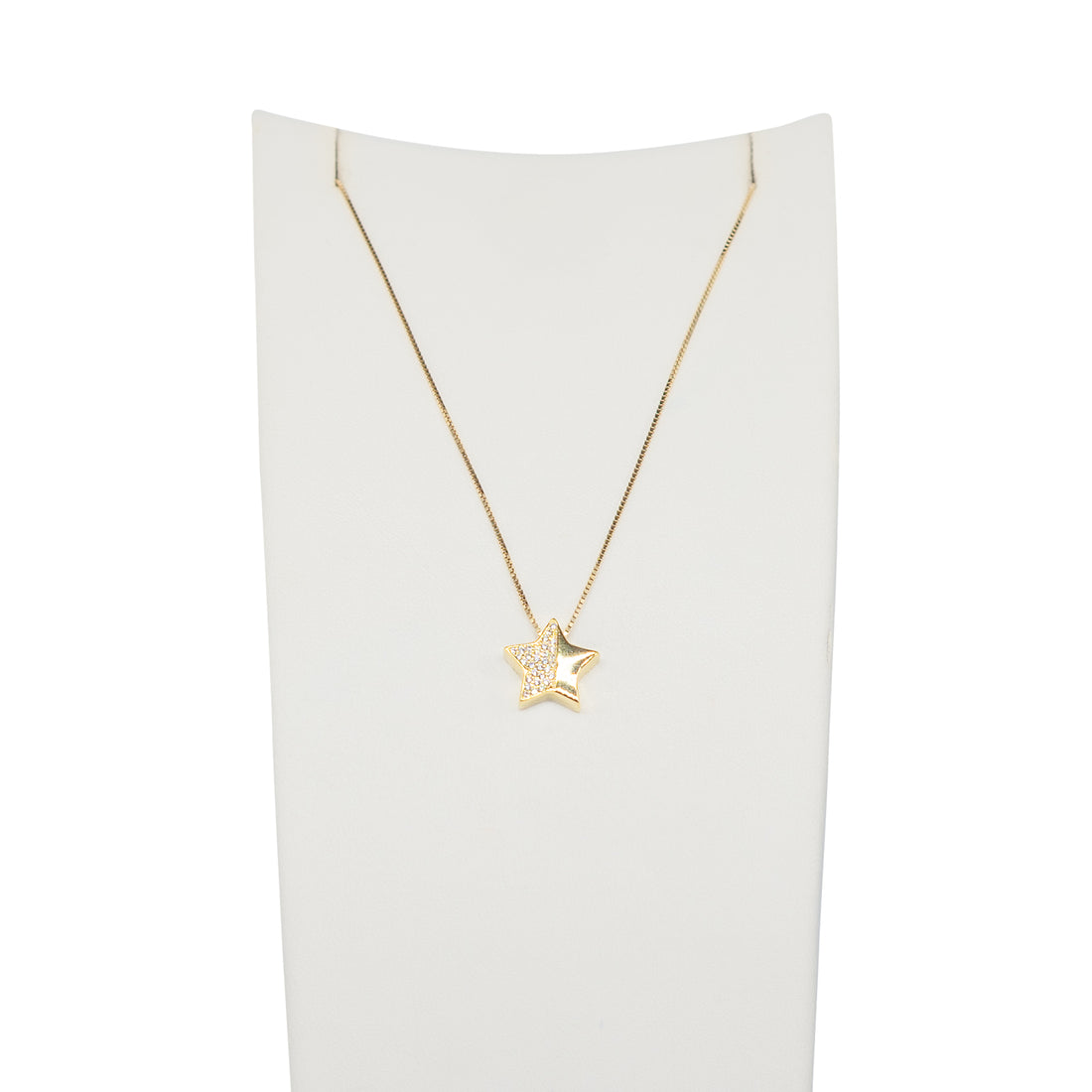 Collana Donna Re Mida Argento 925 Dorato Stella Con Zirconi Bianchi C028