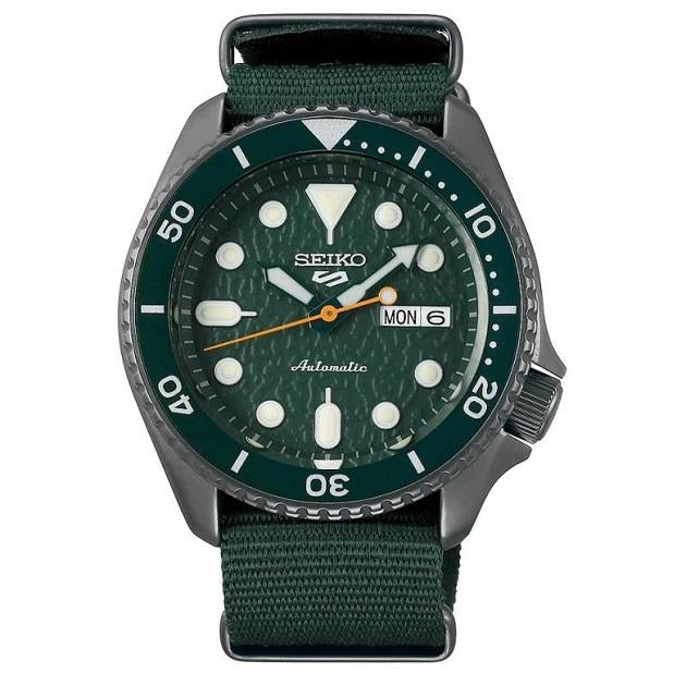 Orologio Uomo Seiko 5 Sport Acciaio Nato Verde Automatico Doppia Data SRPD77K1