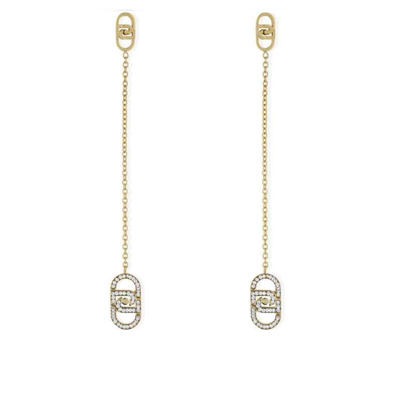 Orecchini Donna Liu Jo Acciaio Oro Lunghi Logo LJ2906