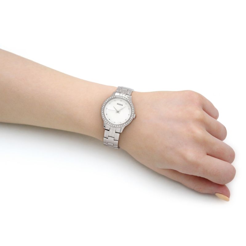 Orologio Donna Guess Quarzo Solo Tempo Acciaio Zirconi Bianchi W1209L1