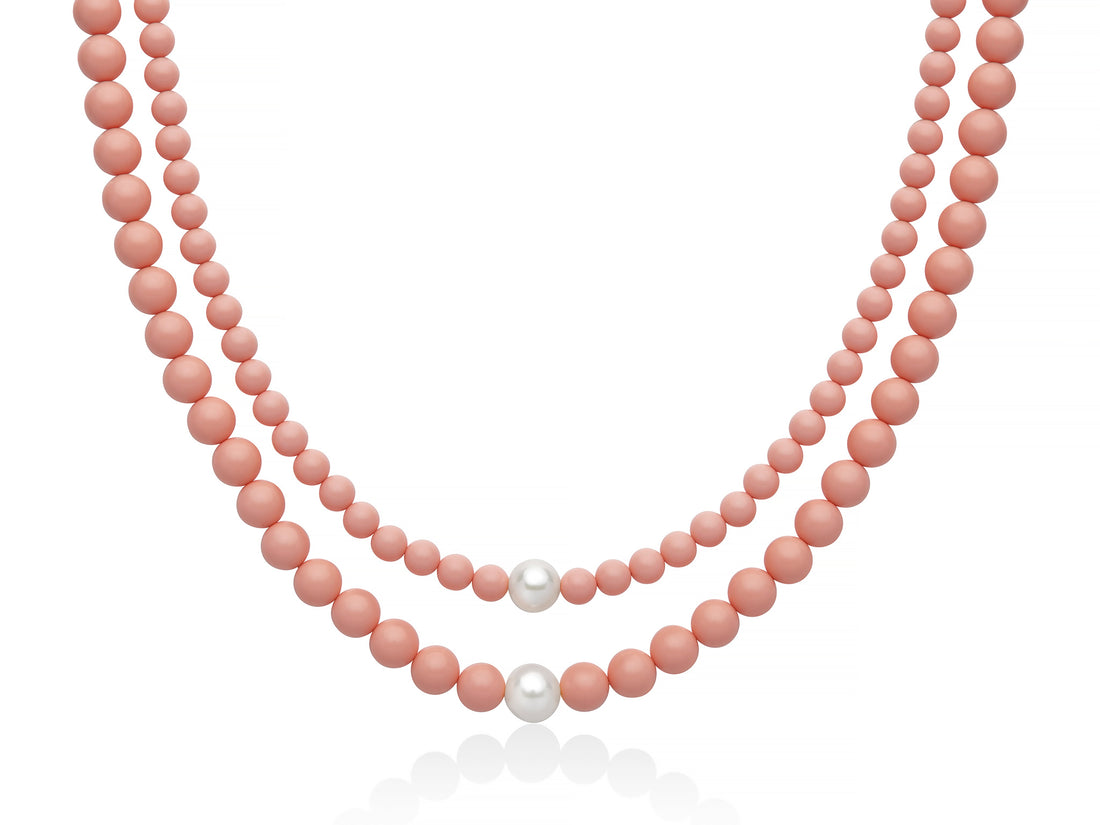 Collana Donna Argento 925 Miluna Pasta Di Corallo Rosa Perla PCL6787