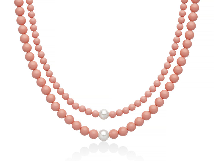 Collana Donna Argento 925 Miluna Pasta Di Corallo Rosa Perla PCL6787