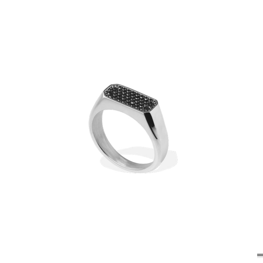Anello Uomo Liu Jo Acciaio Targhetta Zirconi Neri MLJ534M26
