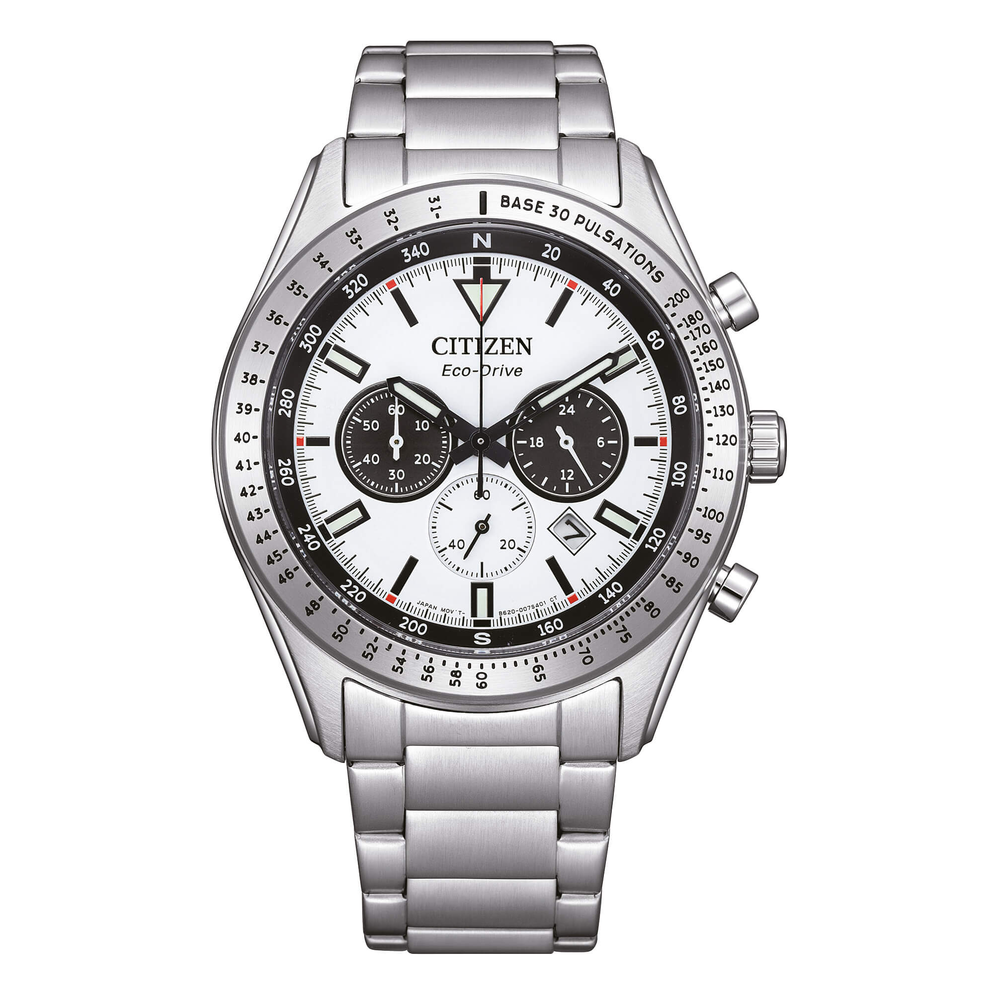 Orologio Uomo Citizen Eco-Drive Cronografo Acciaio Nero Bianco Panda CA4600-89A