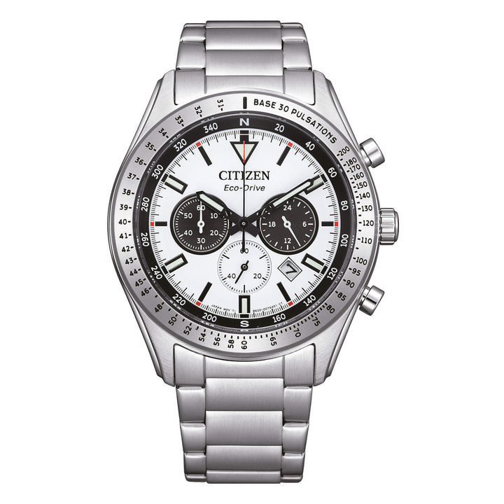 Orologio Uomo Citizen Eco-Drive Cronografo Acciaio Nero Bianco Panda CA4600-89A