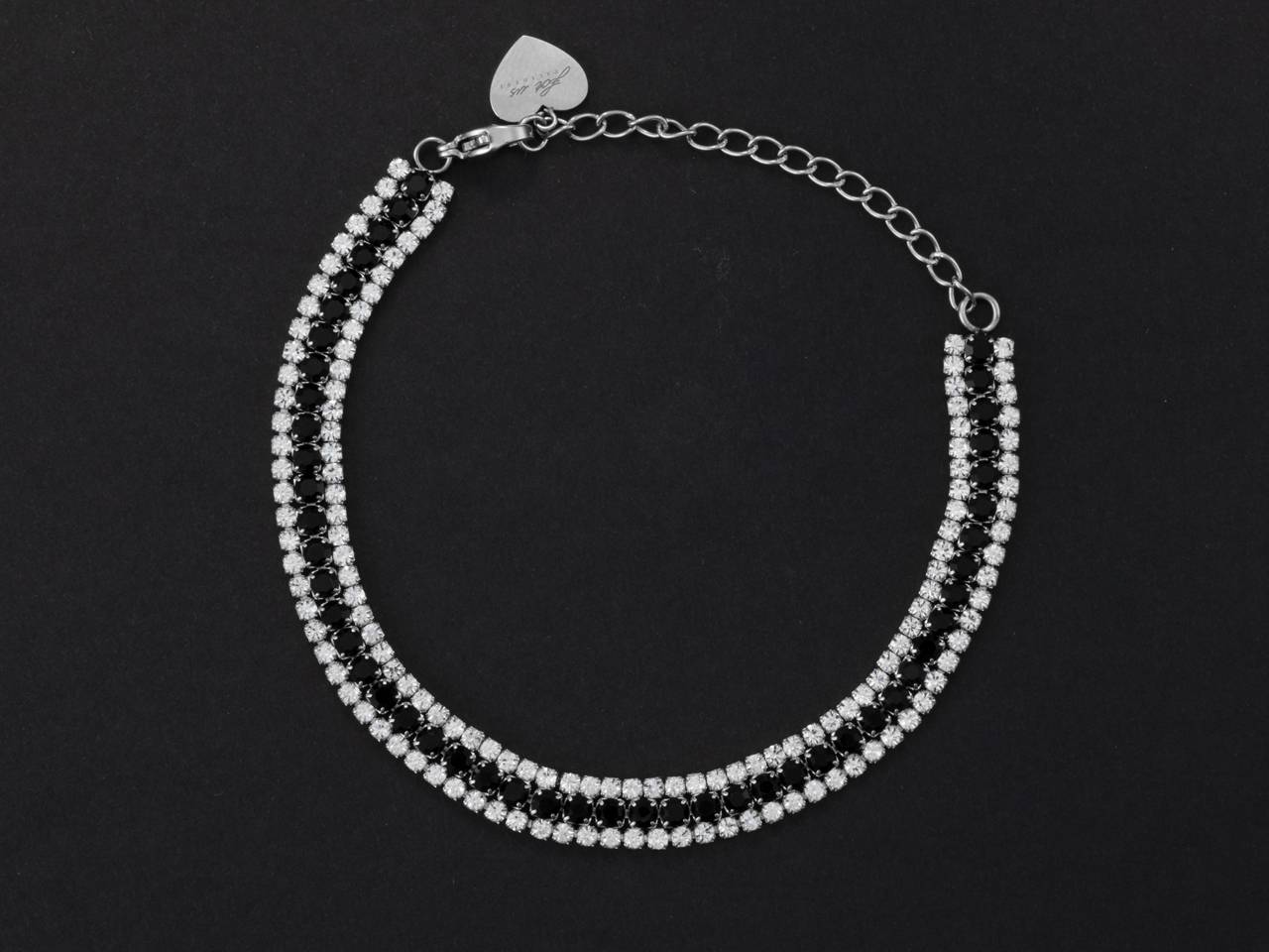 Bracciale Tennis Donna 4US Cesare Paciotti Acciaio Con Zirconi Bianchi e Neri 4UBR5492W