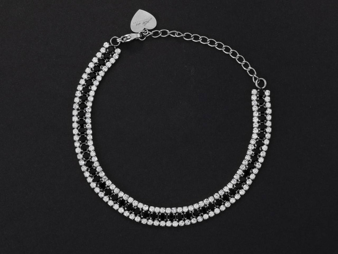 Bracciale Tennis Donna 4US Cesare Paciotti Acciaio Con Zirconi Bianchi e Neri 4UBR5492W