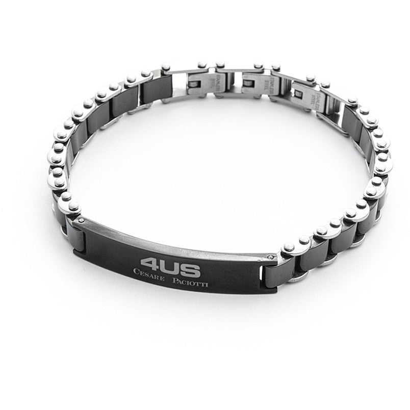 Bracciale Uomo 4US Cesare Paciotti  acciaio Bianco e ceramica  nera 4UBR3778