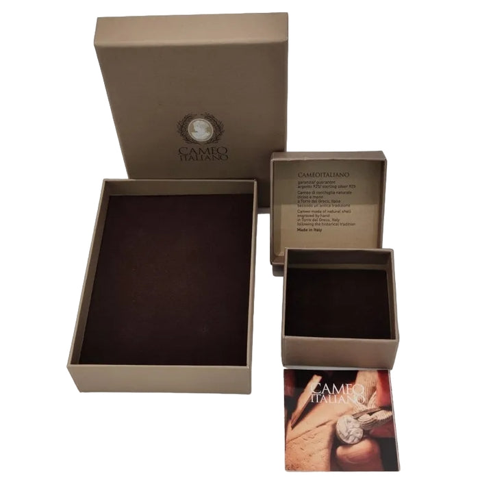 Orecchini Donna Cameo Italiano "Romantica" Argento Rosè 925 Donna Incisa Cammeo Marrone O21H-R