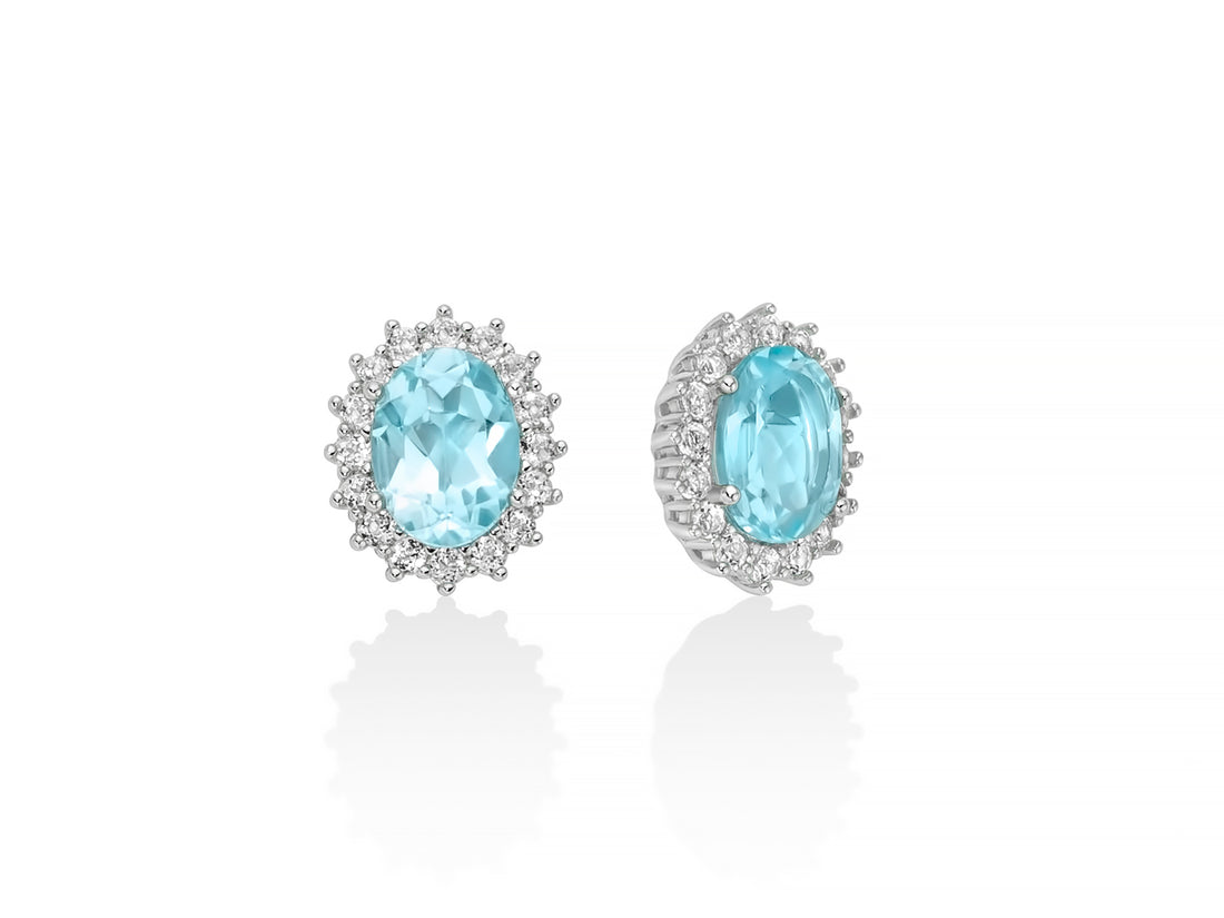 Orecchini Donna Miluna Gemma Del Cielo Argento 925 Topazio Azzurro ERD3121