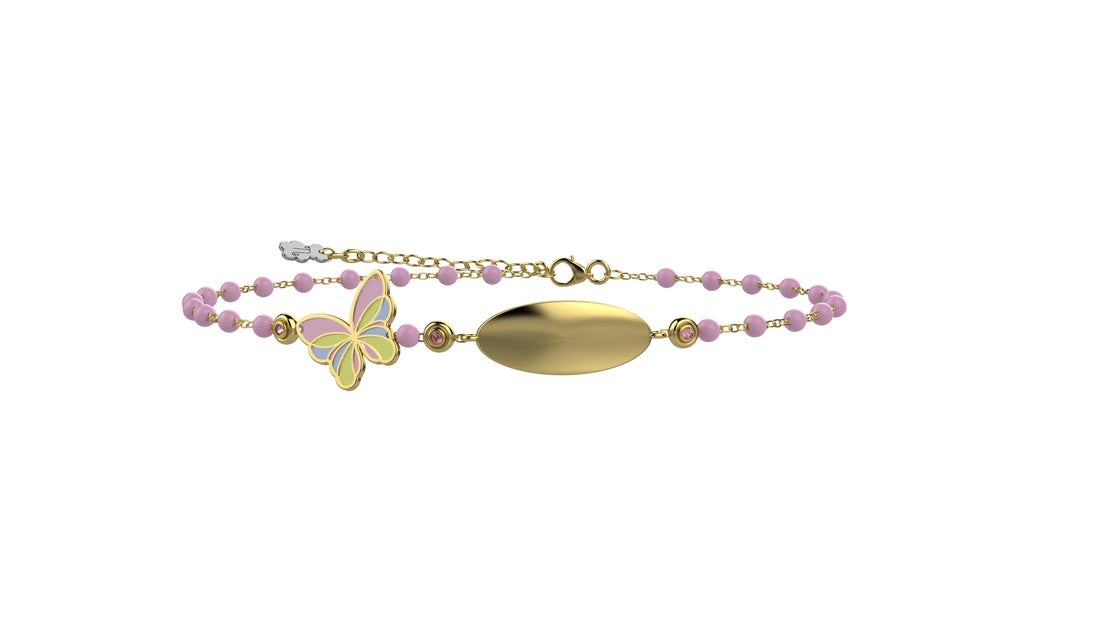 Bracciale Tennis Bambino Nanàn Argento Dorato 925 con  farfalla e targhetta NAN0543
